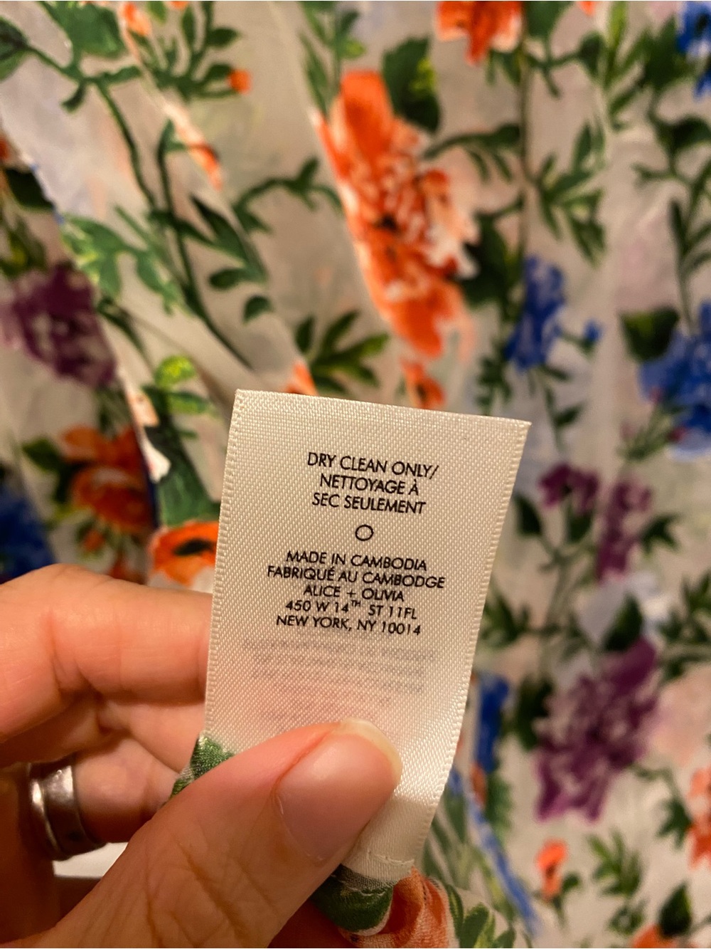 Alice + Olivia Floral V-Neck Blouse in Orange, Blue, Purple, Green, Cream - Picture 9 of 9